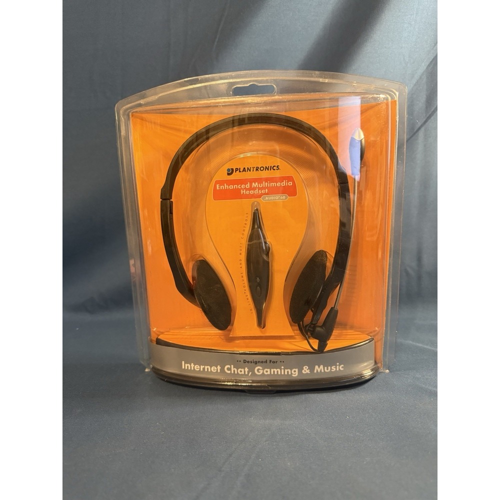 Vintage Plantronics .Audio 60 Wired Stereo PC Headset - New Sealed Old Stock